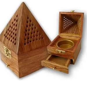 Handmade Wooden Incense Sticks Holder Wooden Pyramid Incense Box Fragrance Stand Holder Agarbati Dhoop for Pooja